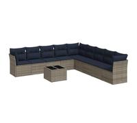 vidaXL - Salón de jardín con cojines de 10 piezas, sofás con patas ajustables, juego de muebles de exterior para patio, terraza, moderno, gris resina trenzada