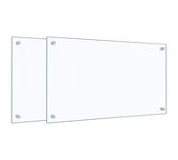 vidaXL Salpicaderos Cocina 2 uds Vidrio Templado Transparente 70x40 cm, salpicadero, salpicadero de Vidrio, Protector contra Salpicaduras