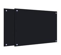 vidaXL Salpicaderos de cocina 2 uds vidrio templado negro 70x50 cm, salpicadero, salpicadero de vidrio, protector contra salpicaduras