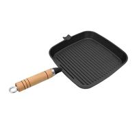 vidaXL Sartén de Parrilla de Hierro Fundido BBQ Sartén con Mango de Madera