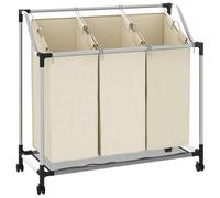 vidaXL Separador Colada con 3 Bolsas Acero Accesorios Lavandería Casa Hogar Productos Organización para Lavado de Ropa Práctico Útil Color Crema