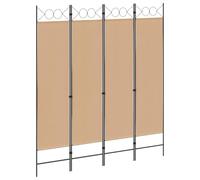 vidaXL Separador de habitación de 4 Paneles Beige 160 x 180 cm Tela, Divisor de Habitaciones Moderno, Pantalla Rectangular Independiente, Separador de Tela, decoración en Antracita