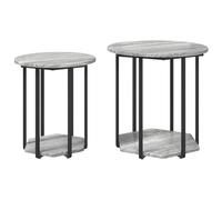 Mesa Auxiliar Contemporánea Gris Sonoma Estilo Redondo Con Amplio Almacenamiento Para Sala de Estar y Habitación Construcción Duradera de Madera y Metal Muebles de Acento Pequeños