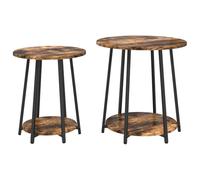 Mesa Auxiliar Contemporánea de Roble Ahumado Redonda con Acabado Brillante Estructura Ligera para Sala de Estar Vestíbulo | Construcción Duradera de Madera Estructurada y Metal Muebles Modernos