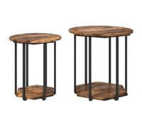 vidaXL Set 2 mesas auxiliares Madera ingeniería Roble Ahumado y Metal