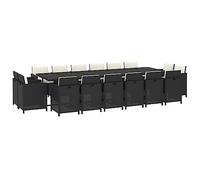 Set comedor de jardín 17 pzas con cojines ratán sintético negro vidaxl 74 cm