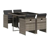 vidaXL Set Comedor de jardín 5 Piezas con Cojines ratán sintético Gris