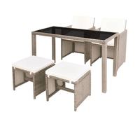 Vidaxl set comedor de jardín 5 piezas y cojines ratán sintético beige