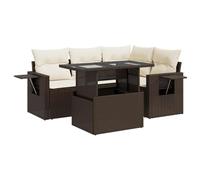 vidaXL Set Comedor de jardín 5 Piezas y Cojines ratán sintético marrón