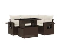 vidaXL Set Comedor de jardín 5 Piezas y Cojines ratán sintético marrón