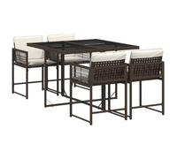 vidaXL Set Comedor de jardín 5 Piezas y Cojines ratán sintético marrón