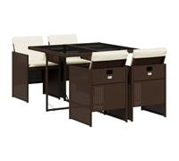vidaXL Set Comedor de jardín 5 Piezas y Cojines ratán sintético marrón