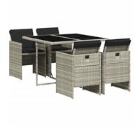 vidaXL Set Comedor de jardín 5 pzas Cojines ratán sintético Gris Claro