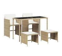vidaXL Set Comedor de jardín 5 pzas con Cojines ratán sintético Beige