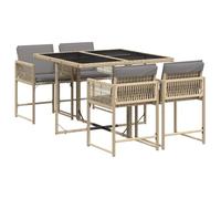 vidaXL Set Comedor de jardín 5 pzas con Cojines ratán sintético Beige