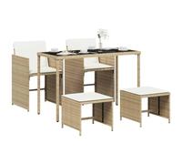 vidaXL Set Comedor de jardín 5 pzas con Cojines ratán sintético Beige