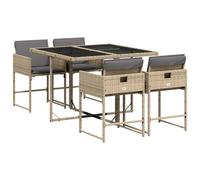 vidaXL Set Comedor de jardín 5 pzas con Cojines ratán sintético Beige