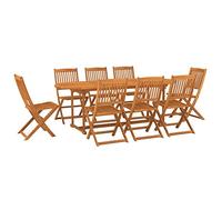 vidaXL Set Comedor de jardín 9 Piezas Madera Maciza Acacia 220x90x75cm