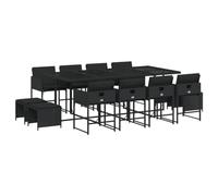 vidaXL Set Comedor de jardín con Cojines 13 pzas ratán sintético Negro