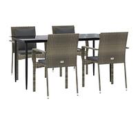 vidaXL Set Comedor jardín 5 pzas y Cojines ratán sintético Negro Gris