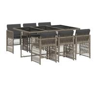 vidaXL Set de Comedor de Jardín con Cojines 7 pzas, Mesa y Sillas de Cena, Conjunto de Muebles para Patio Terraza, Ratán Sintético Gris