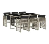 vidaXL Set de Comedor de Jardín y Cojines 7 pzas, Mesa y Sillas, Sillones de Relax, Asientos para Patio Terraza, Ratán Sintético Gris Claro
