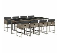 vidaXL Set de Comedor de Jardín con Cojines 9 pzas, Mesa y Sillas de Cena, Conjunto de Muebles para Patio Terraza, Ratán Sintético Gris