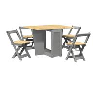 vidaXL Set Comedor Plegable Mariposa 5 pzas Corona Madera Pino Gris, Juego de Mesa de Comedor, Mesa y sillas de Mariposa, Mesa y sillas de Comedor