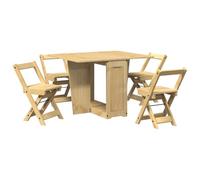 vidaXL Set Comedor Plegable Mariposa 5 pzas Corona Madera Pino marrón, Juego de Mesa de Comedor, Mesa y sillas de Mariposa, Mesa y sillas de Comedor