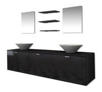 vidaXL Set Completo de Mobiliario de Baño con Lavabo Pack de 8 Unidades Negro