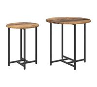 Mesa Auxiliar Redonda Rústica vidaXL en Madera Vieja | Fuerte Marco de Metal Negro 50 cm de Diámetro Diseño Compacto y Chido para Uso en Interior Mantenimiento Fácil Accesorio Pequeño de Madera