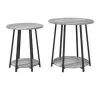 vidaXL Mesa Auxiliar Redonda Contemporánea Sonoma Gris | Compacta de Acento Ideal para Sala de Estar y Dormitorio Fácil de Montar Construcción de MDF y Metal con Diseño Estiloso Mesa de Café Mesita de