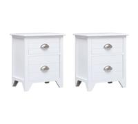 Mesitas De Noche Con 2 Cajones 2 Unidades Blancas Vidaxl