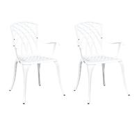vidaXL Set de 2 sillas de jardín de Aluminio Blanco, Resistentes al Clima. Tienen un diseño Moderno Balcones y Patios. Soportan hasta 120 kg. Son Ideales para tu terraza o Patio. Muebl