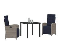 vidaXL Set de 2 sillas reclinables de jardín de ratán sintético Gris, con reposapiés, Respaldo Ajustable y Cojines para Relajarse al Aire Libre. Muebles de Patio, terraza y jardín Moderno, Ideal par