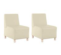 vidaXL Set de 2 sillones en Cuero sintético Crema. Tienen un Marco de Madera compuesta y Cojines de Espuma. Las Medidas Son 55 x 74 x 82 cm. Su diseño es Llamativo y Las Patas Son Negras de Material