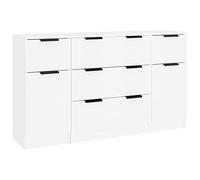 vidaXL Set de Aparador 3 Piezas Pared Armario Decoración Almacenamiento Salón Sala de Estar Dormitorio Hogar de Madera Contrachapada Blanco