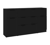vidaXL Set de Aparador 3 Piezas Pared Armario Decoración Almacenamiento Salón Sala de Estar Dormitorio Hogar de Madera Contrachapada Negro