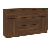 vidaXL Set de Aparador 3 Piezas Pared Armario Decoración Almacenamiento Salón Sala de Estar Dormitorio Hogar Madera Contrachapada Roble Marrón