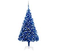 vidaXL Set de Árbol de Navidad Artificial con LED y Bolas Decoración Adornos Festivos Navideño Vacaciones Interior Exterior Azul 210 cm