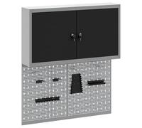 Gabinete de Almacenamiento para Herramientas Metálico vidaXL con Panel Perforado | Incluye Ganchos | Estilo Industrial Gris y Negro | Construcción Duradera de Acero | Ideal para Organización en Garaje