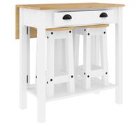 vidaXL Set de Bar 3 Piezas Madera Maciza de Pino Blanco