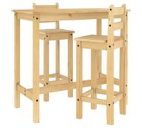 vidaXL Set de Bar 3 Piezas Madera Maciza de Pino, Set de Bar, Mesa y taburetes Altos, Mesa y sillas de Bar, Mesa y taburetes de Bar