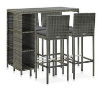 vidaXL Set de Bar para Jardín 5 Piezas y Cojines Asiento Mesa Silla Patio Terraza Barra Bistró Muebles Mobiliario Ratán Sintético Gris