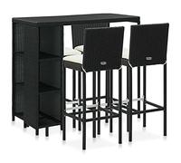vidaXL Set de Bar para Jardín 5 Piezas y Cojines Asiento Mesa Silla Patio Terraza Barra Bistró Muebles Mobiliario Ratán Sintético Negro