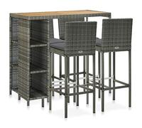 vidaXL Set de Bar para Jardín 5 Piezas y Cojines Mesa Silla Asiento Patio Terraza Barra Bistró Muebles Mobiliario Ratán Sintético Gris