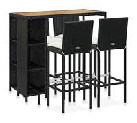 vidaXL Set de Bar para Jardín 5 Piezas y Cojines Mesa Silla Asiento Patio Terraza Barra Bistró Muebles Mobiliario Ratán Sintético Negro