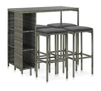 vidaXL Set de Bar para Jardín 5 Piezas y Cojines Silla Mesa Asiento Patio Terraza Barra Bistró Muebles Mobiliario Ratán Sintético Gris