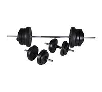 vidaXL Set de Barra con Pesas y 2 Mancuernas 60,5 kg Fitness Musculación Gym