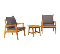 vidaXL Juego de Sofá de Exterior con Cojines | 2 Sillas + Mesa de Madera de Acacia Resistente a las Inclemencias, Ideal para Patio, Balcón o Invernadero, Muebles de Jardín Modernos